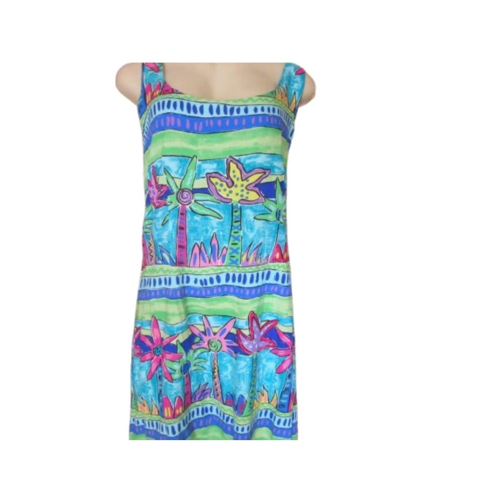 Palm Bay Hawaiian Sleeveless Maxi Tropical Dress Tropical Made In Hawaii Size L - Picture 2 of 6